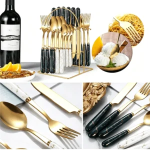 25pcs Ceramic Handle Cutlery Set