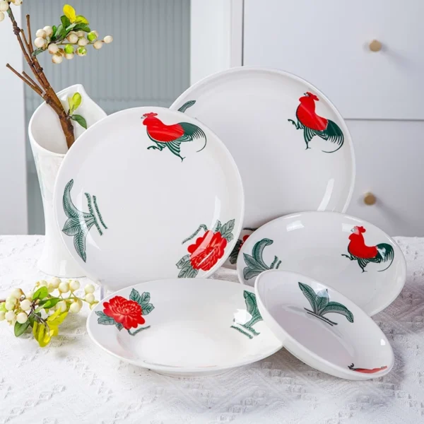 my-11134207-7r98o-lu7juey1cyrh5b.webp QOMO Rooster Ceramic Bowl Plate Set