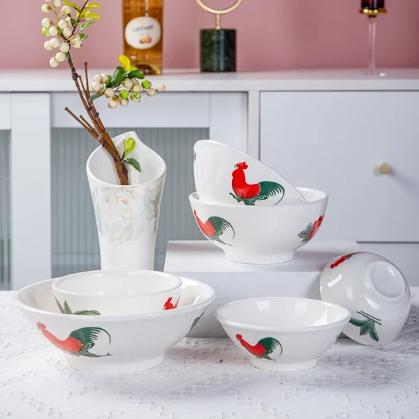 my-11134207-7r992-lu7juey1h6gta3.webp QOMO Rooster Ceramic Bowl Plate Set