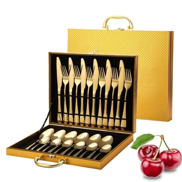24pcs Gold Stainless Steel Cutlery Set