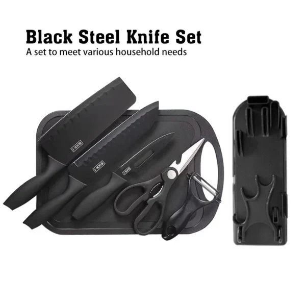 7 in 1 Black Kitchen Knife Set