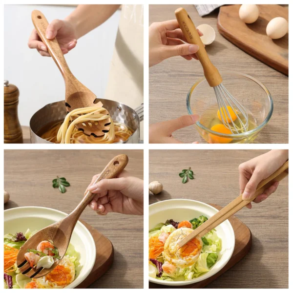 MAXCOOK 8PCS Wood Kitchen Utensil Set